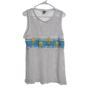 Vintage 90s Mesh Tweety Bird Cover-up XL Made in the‎ USA Grunge Beach Nostalgia